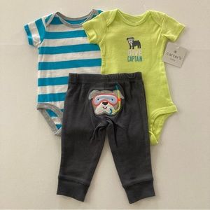 Baby Boy 3 Months Bodysuit Pants Set Outfit Bulldog Dive Spring Summer